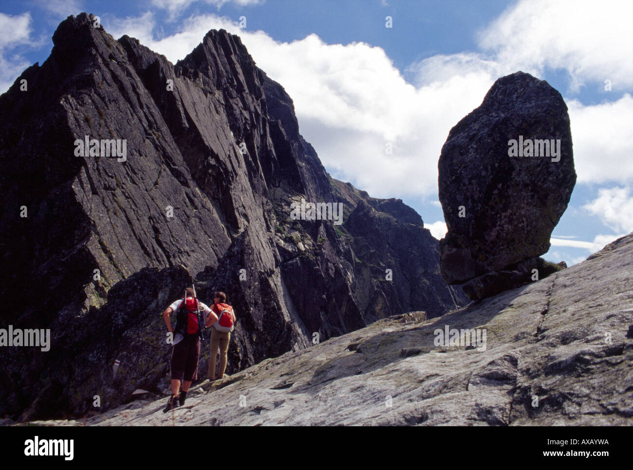 Hikers at the Eagle Path, High Tatras Poland Stock Photo
