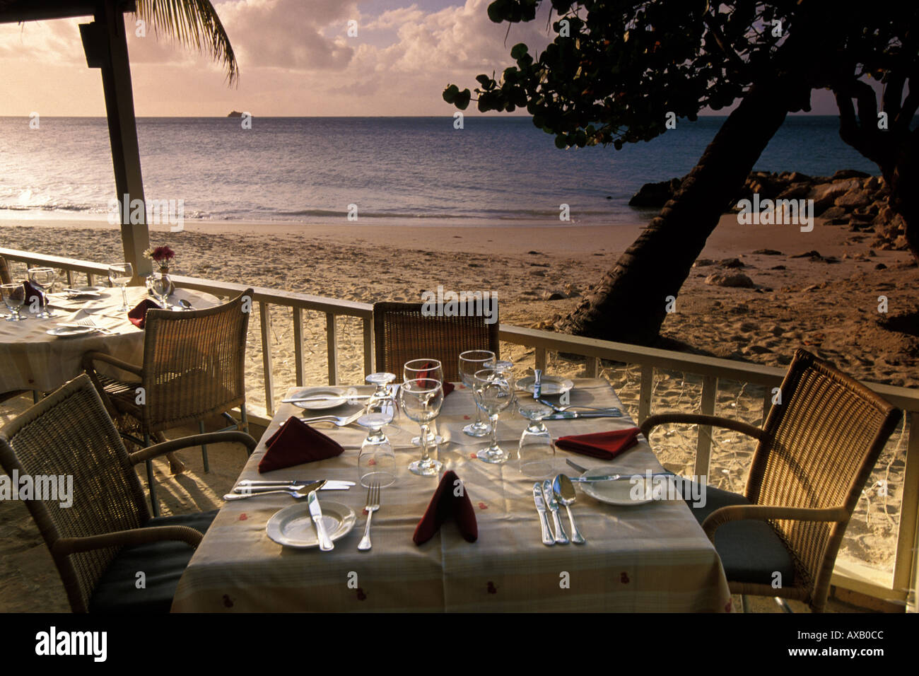 Antigua, Dickenson Bay, Coconut Grove Restaurant Stock Photo