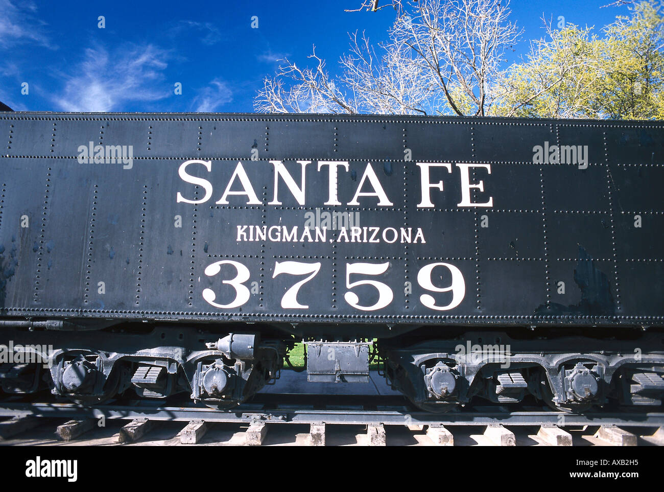 Historical railroad car, Route 66, Arizona USA Stock Photo