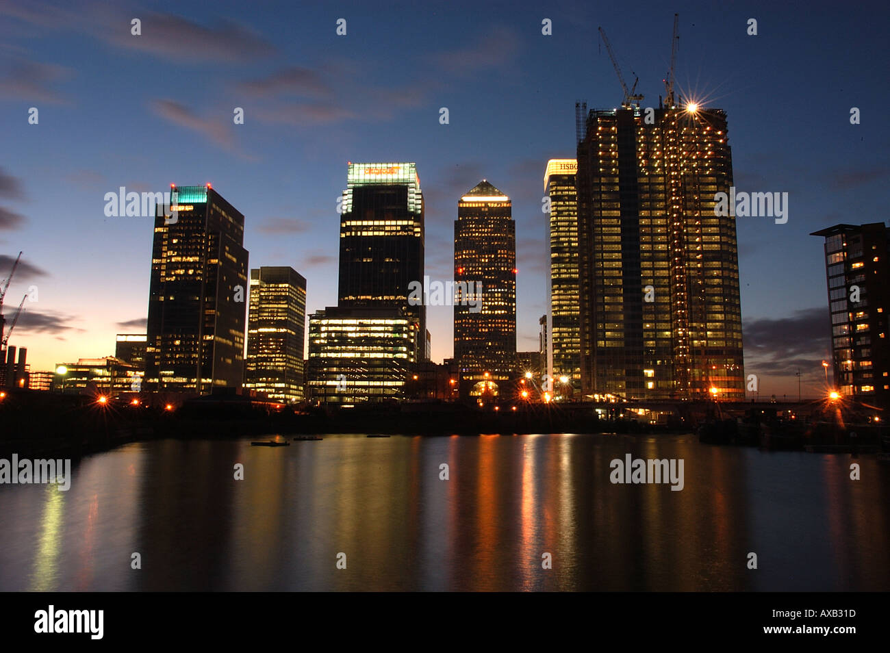 Canary Wharf London at Night Stock Photo - Alamy