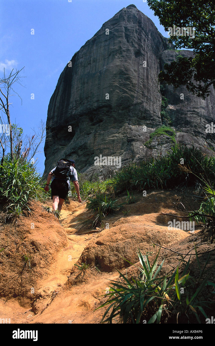 Hiking on Pedra da Gavea Mtn., Rio de Janeiro Brazil Stock Photo