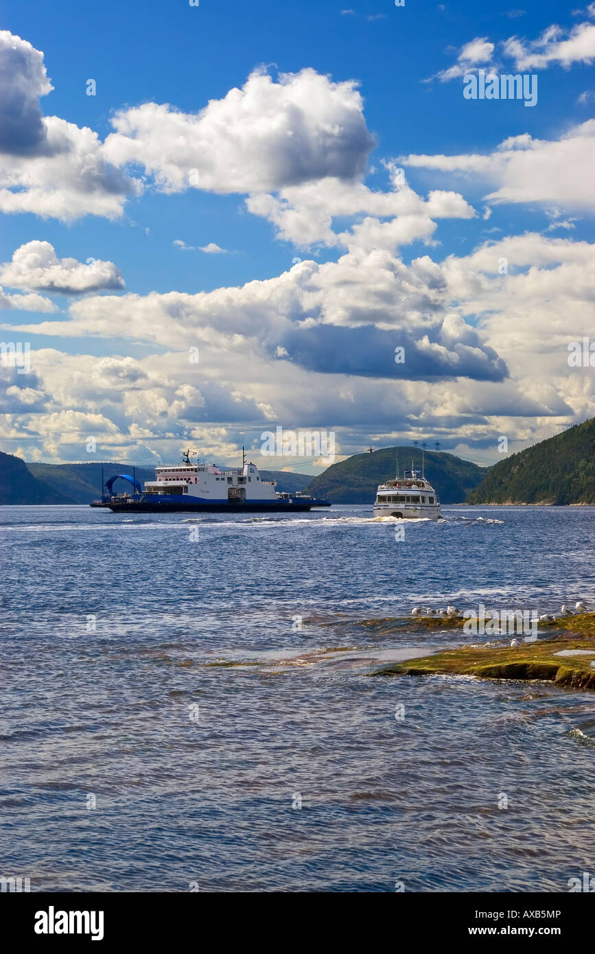 Ferry boat "FelixAntoine Savard" crossing Saguenay river between
