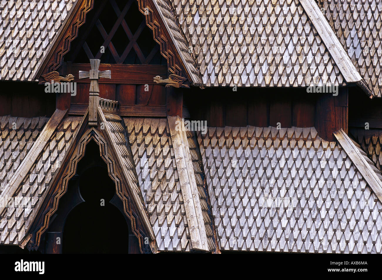 Roof of the stave church, Norsk Folkemuseum, Norwegian Folk Museum ...