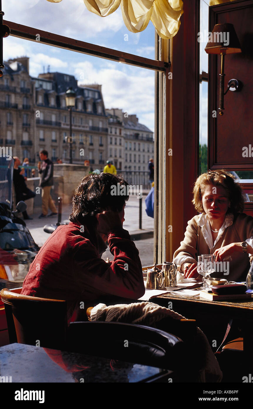 Cafe, Ile St. Louis, Paris France Stock Photo