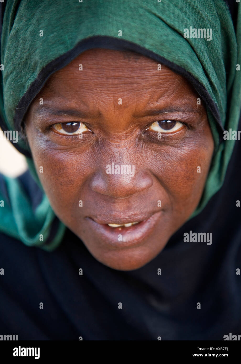 Portrait of black Nubian woman Nubia Egypt North Africa Stock Photo