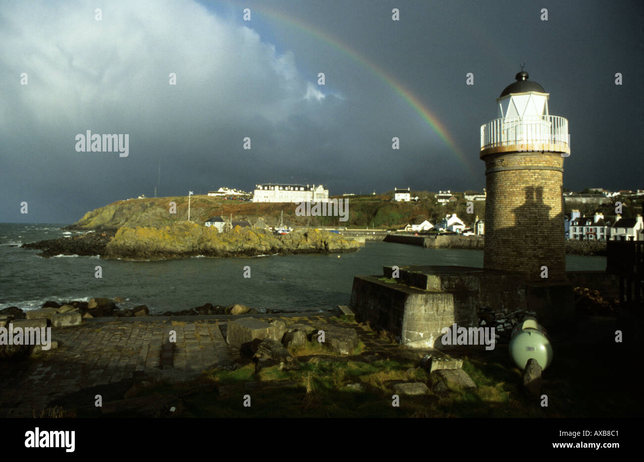 Portpatrick Bay Lighthouse rainbow bay at Portpatrick Stock Photo - Alamy