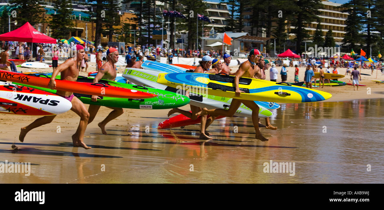 manly surf lifesaving festival start Stock Photo