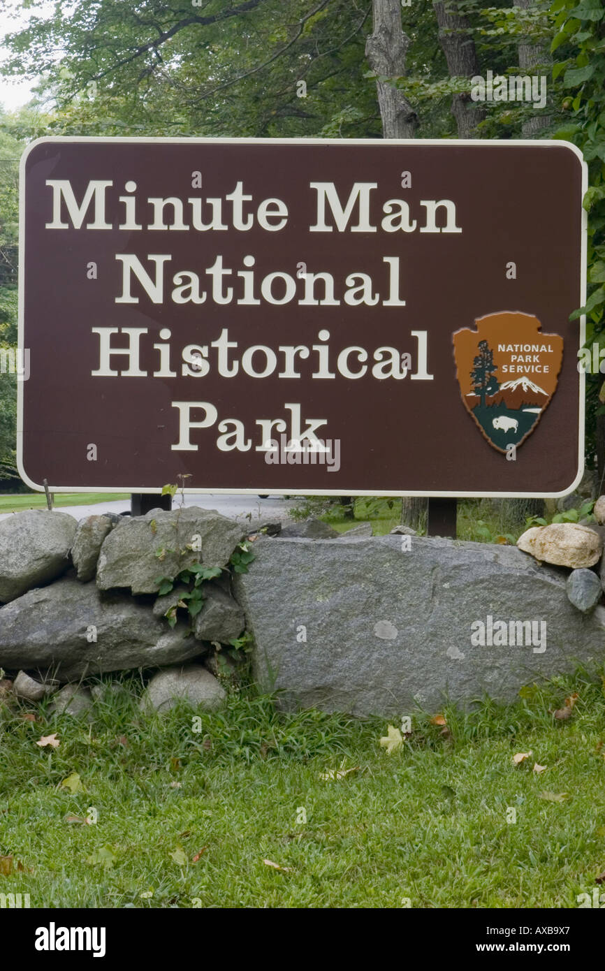 Minute Man National Historical Park entrance Stock Photo