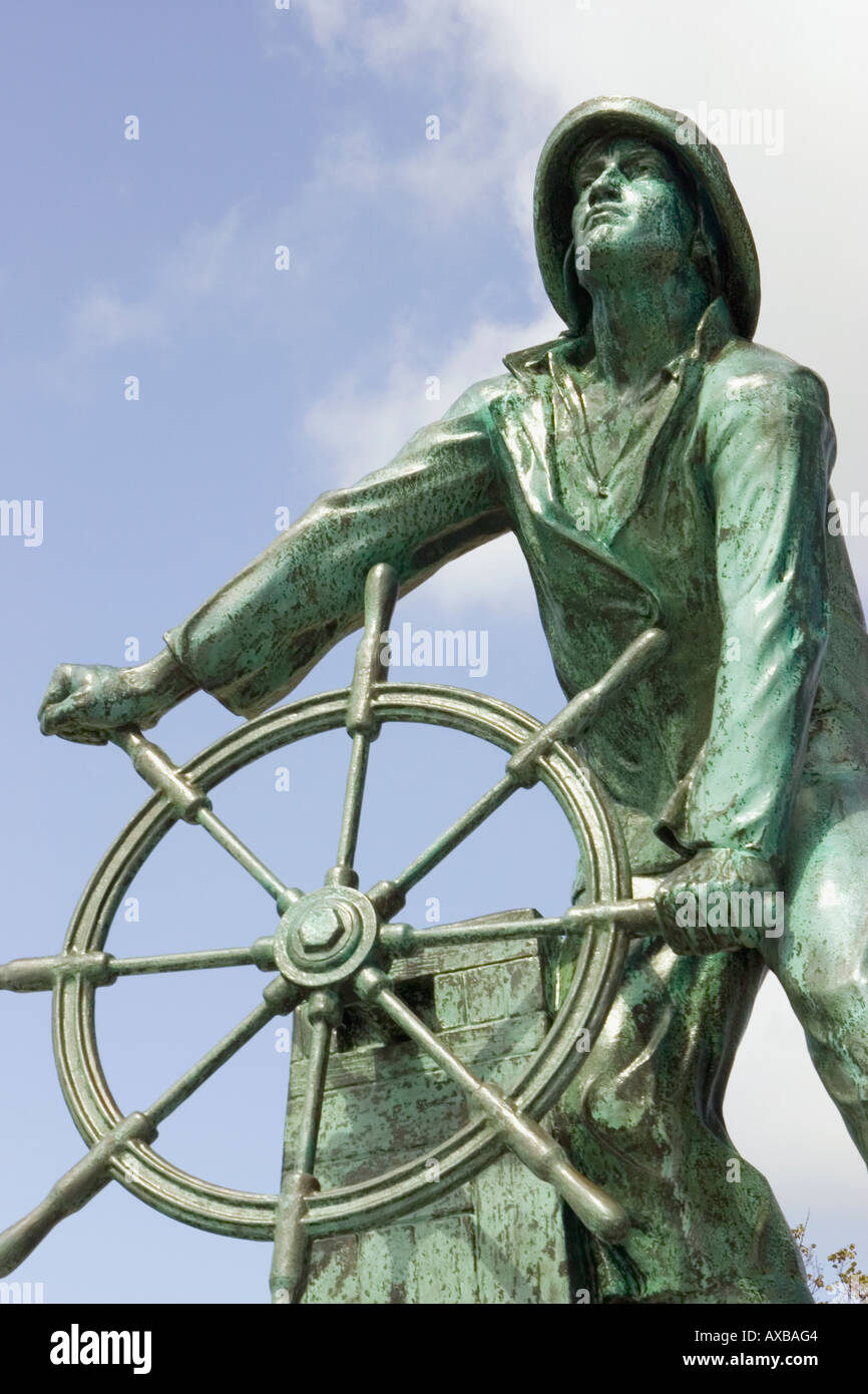 Man at the Wheel Statue, Gloucester, MA Stock Photo