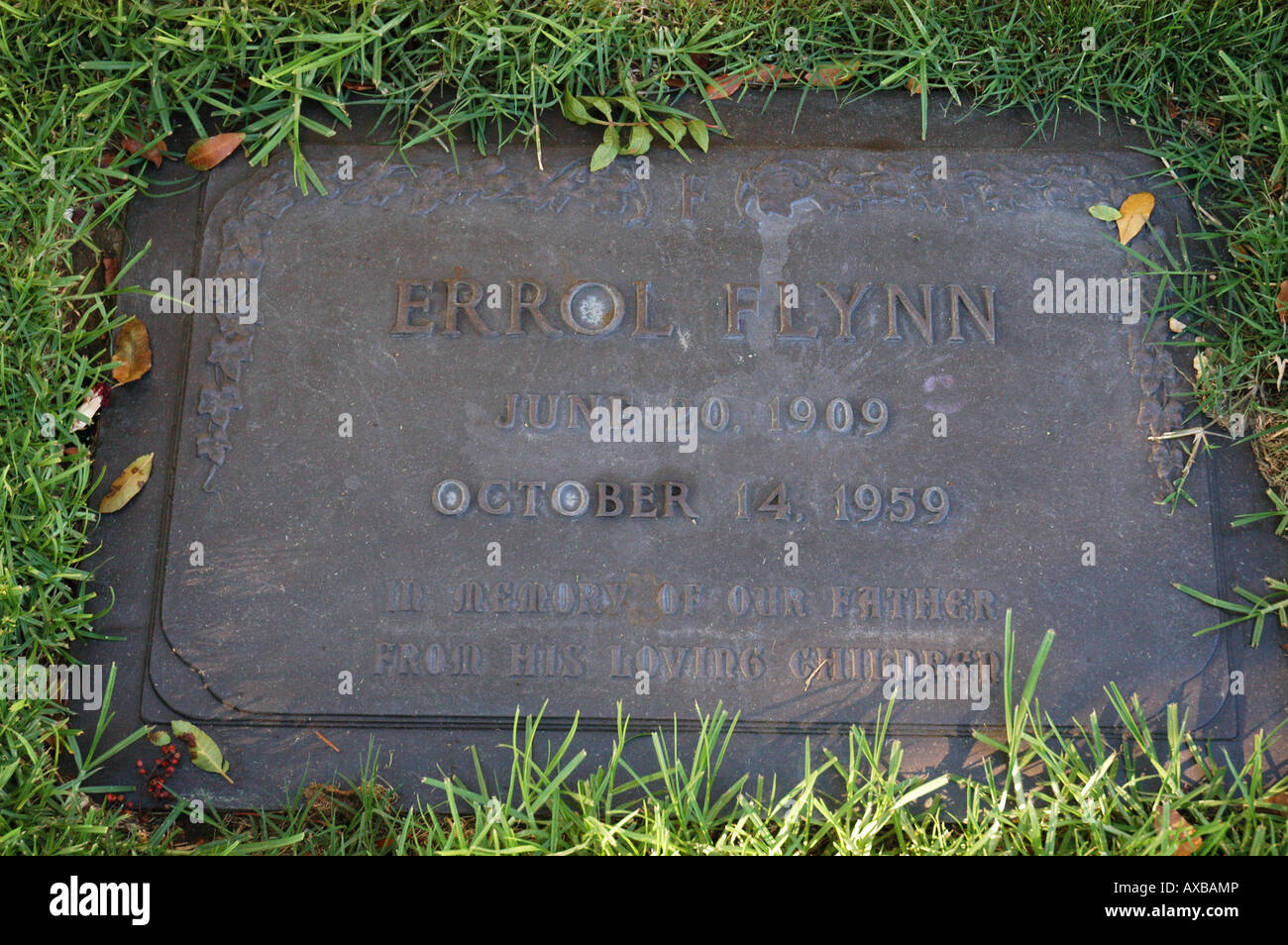 Errol Flynn grave Forest Lawn Cemetery Los Angeles California USA Stock Photo