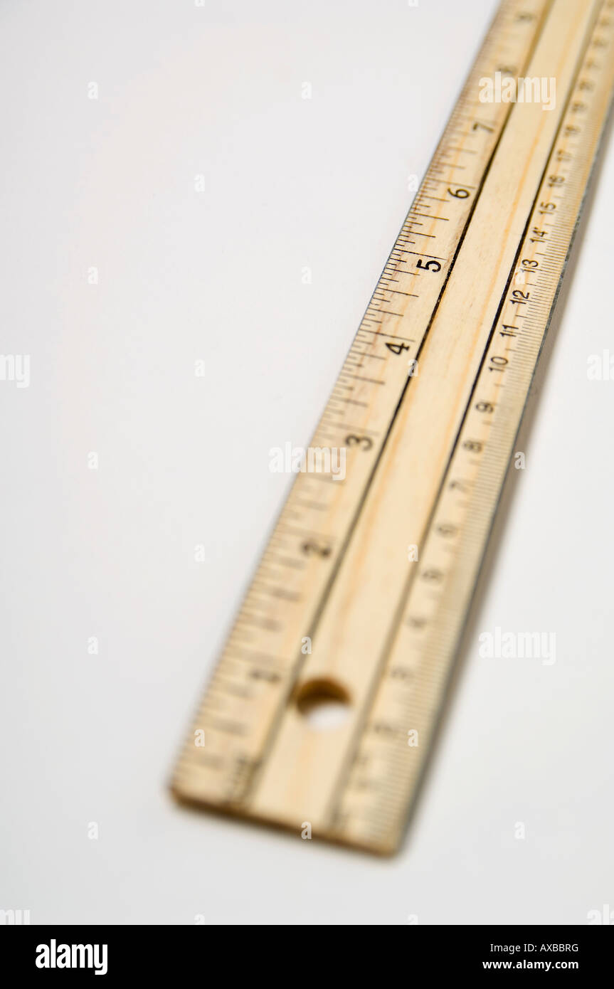 Wooden measuring ruler. Stock Photo