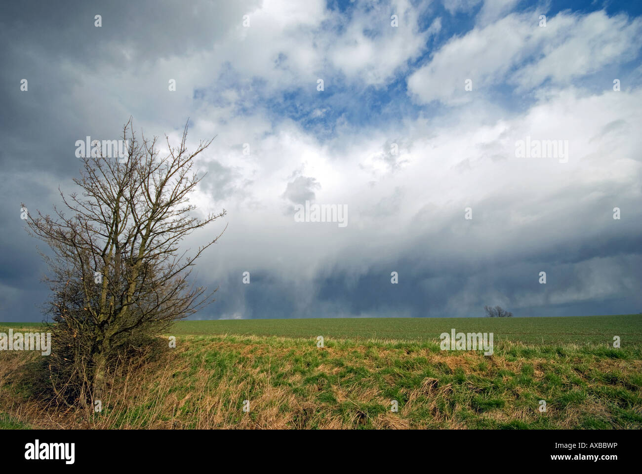 Storm clouds brewing over Lincolnshire countryside. Stock Photo