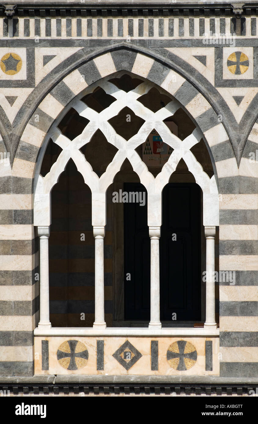 Ornate Arab-Norman style arch on the Duomo di Amalfi in Amalfi Town, Campania, Italy Stock Photo