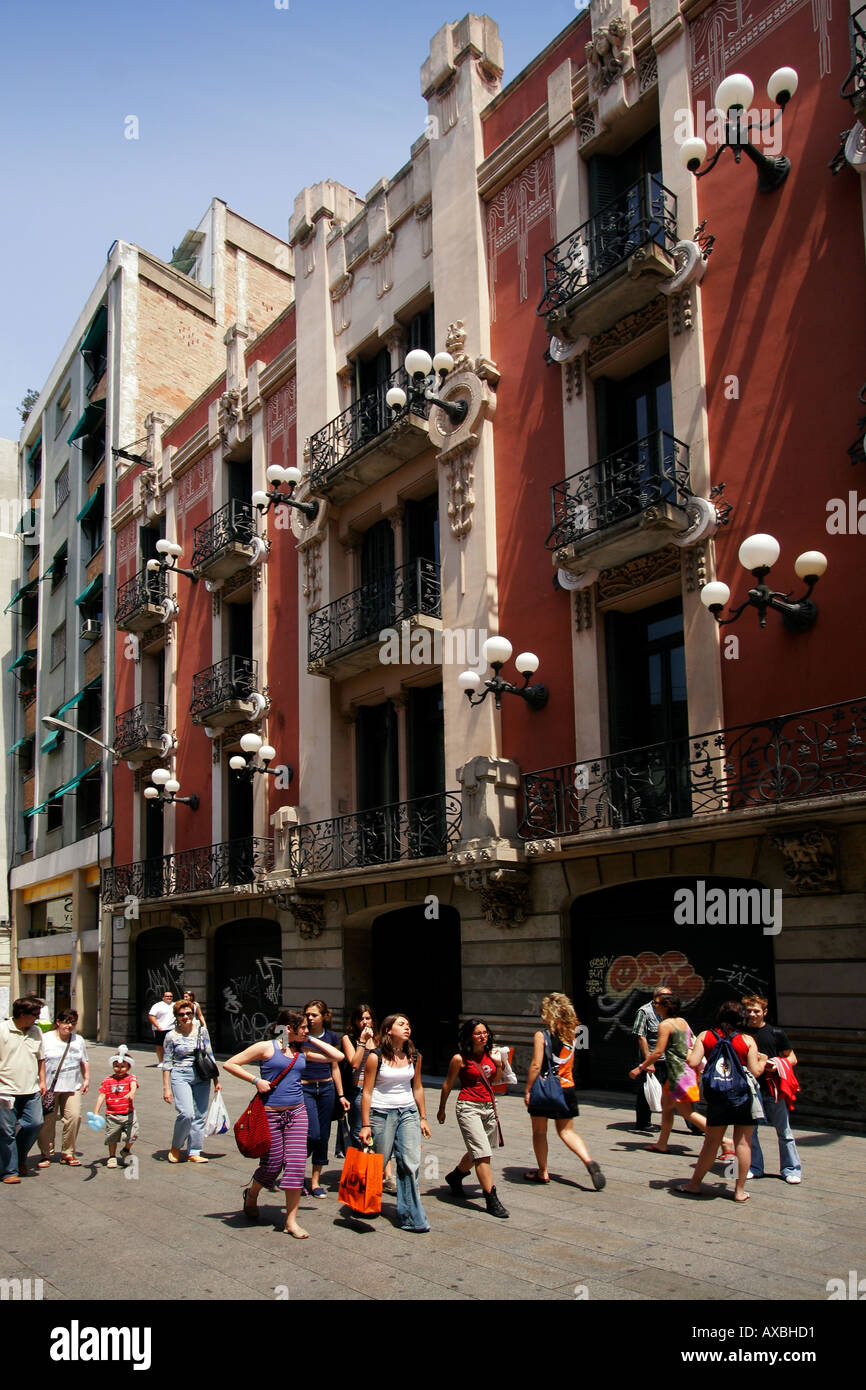 spain Barcelona old city center near cathedral bell epoque architecture Stock Photo