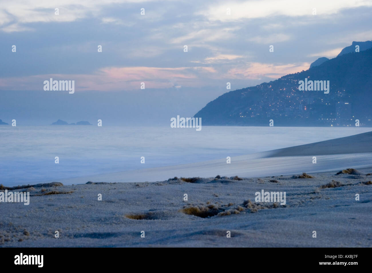 Sunset on Ipanema beach Stock Photo