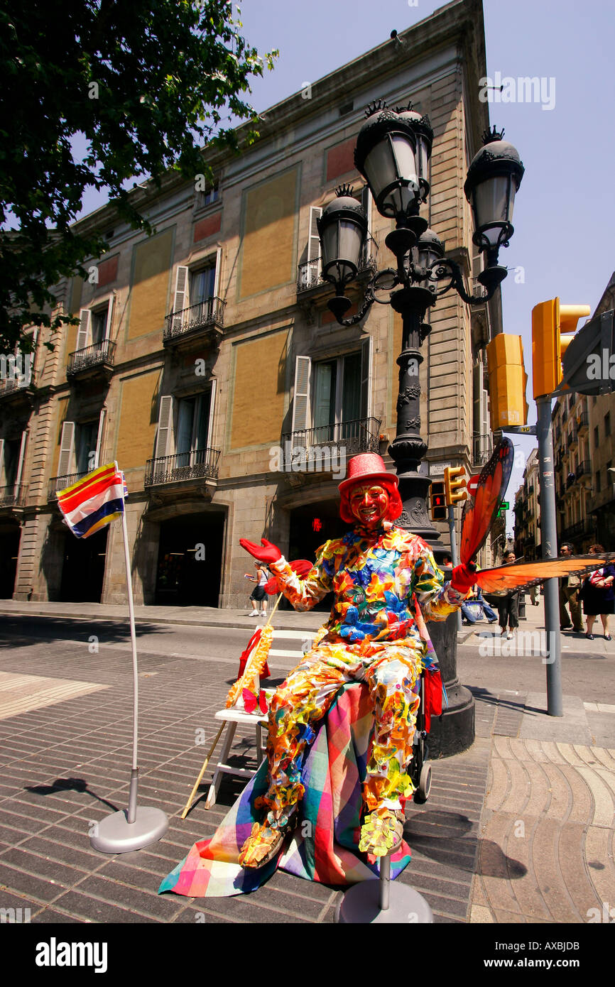 spain Barcelona ramblas street artists Stock Photo