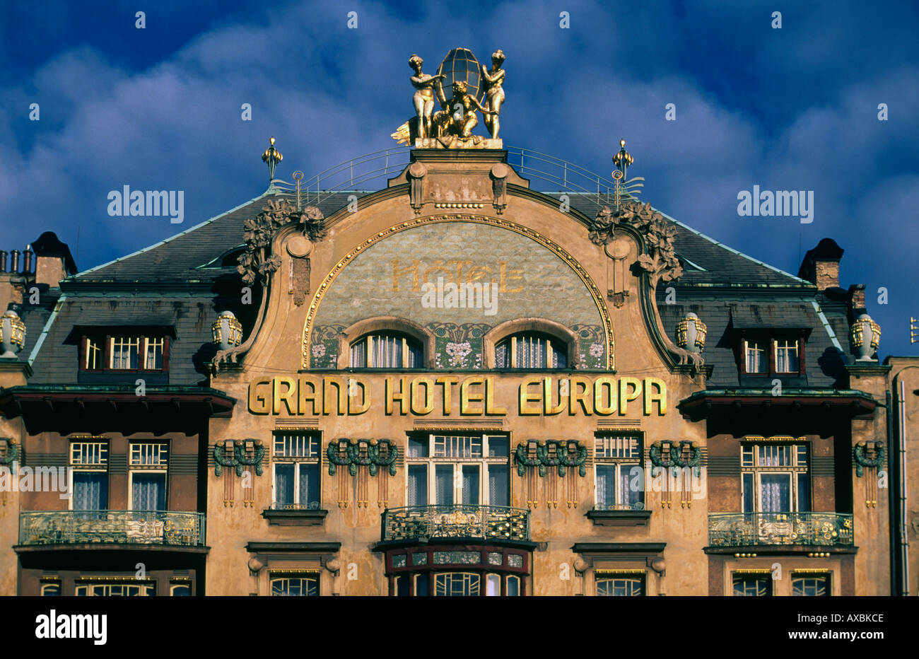 Czech Republik Prague Grand Hotel Europe art nouveau facade Stock Photo