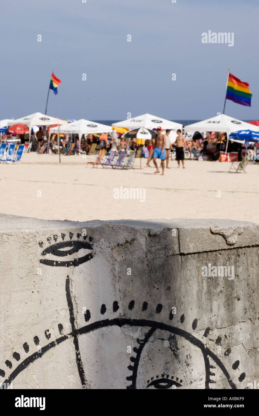 Gay section of Ipanema beach Stock Photo
