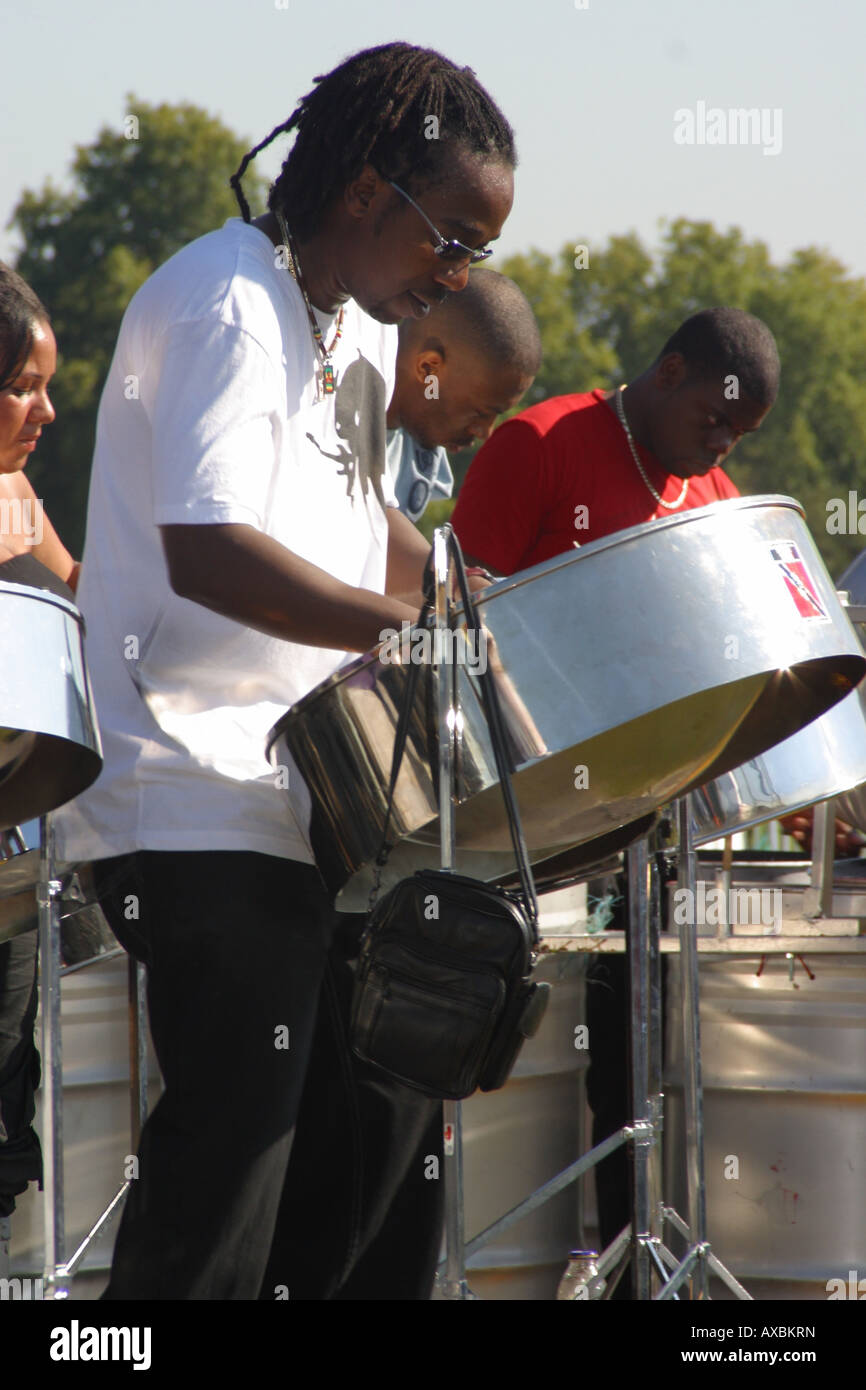 calypso steel band float drummers playing music notting hill carnival