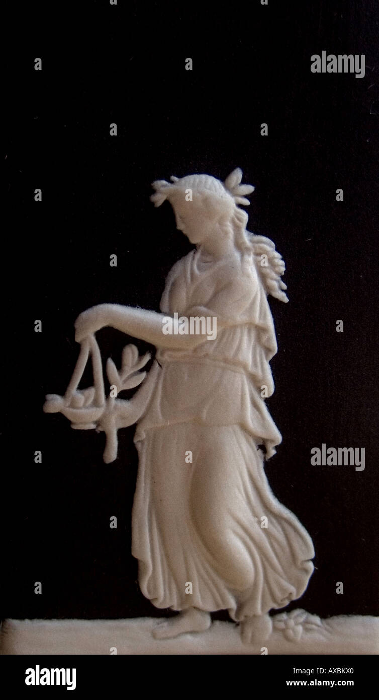 The goddess Flora depicted on a neoclassical jasperware design by Wedgwood 18th century England UK Stock Photo