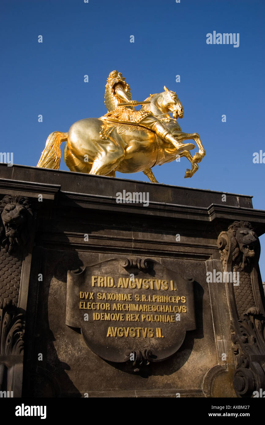 Dresden golden equestian of August der Starke sculpture Stock Photo