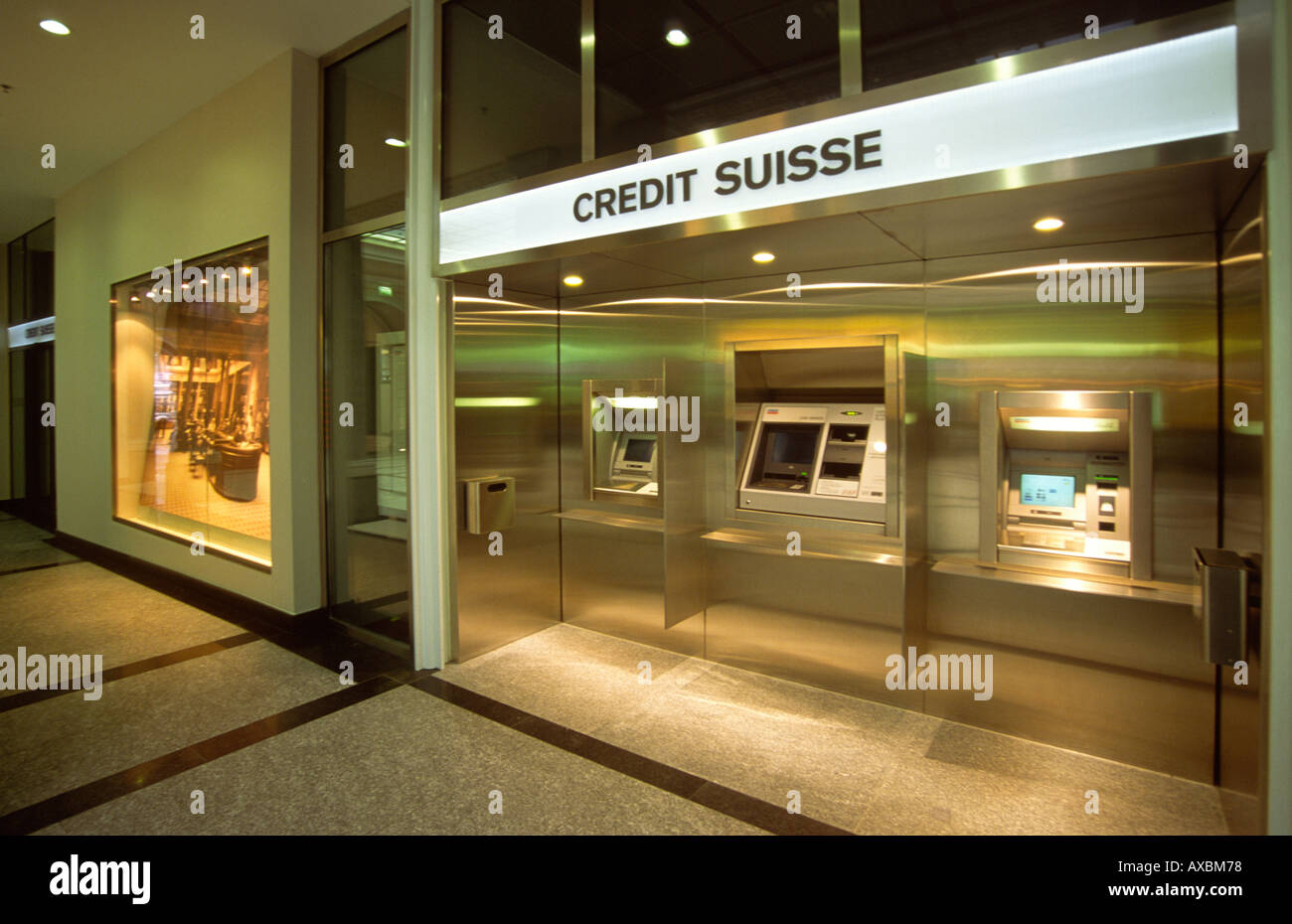 Switzerland Zurich Credit suisse automatic teller machine Paradeplatz indoor Stock Photo