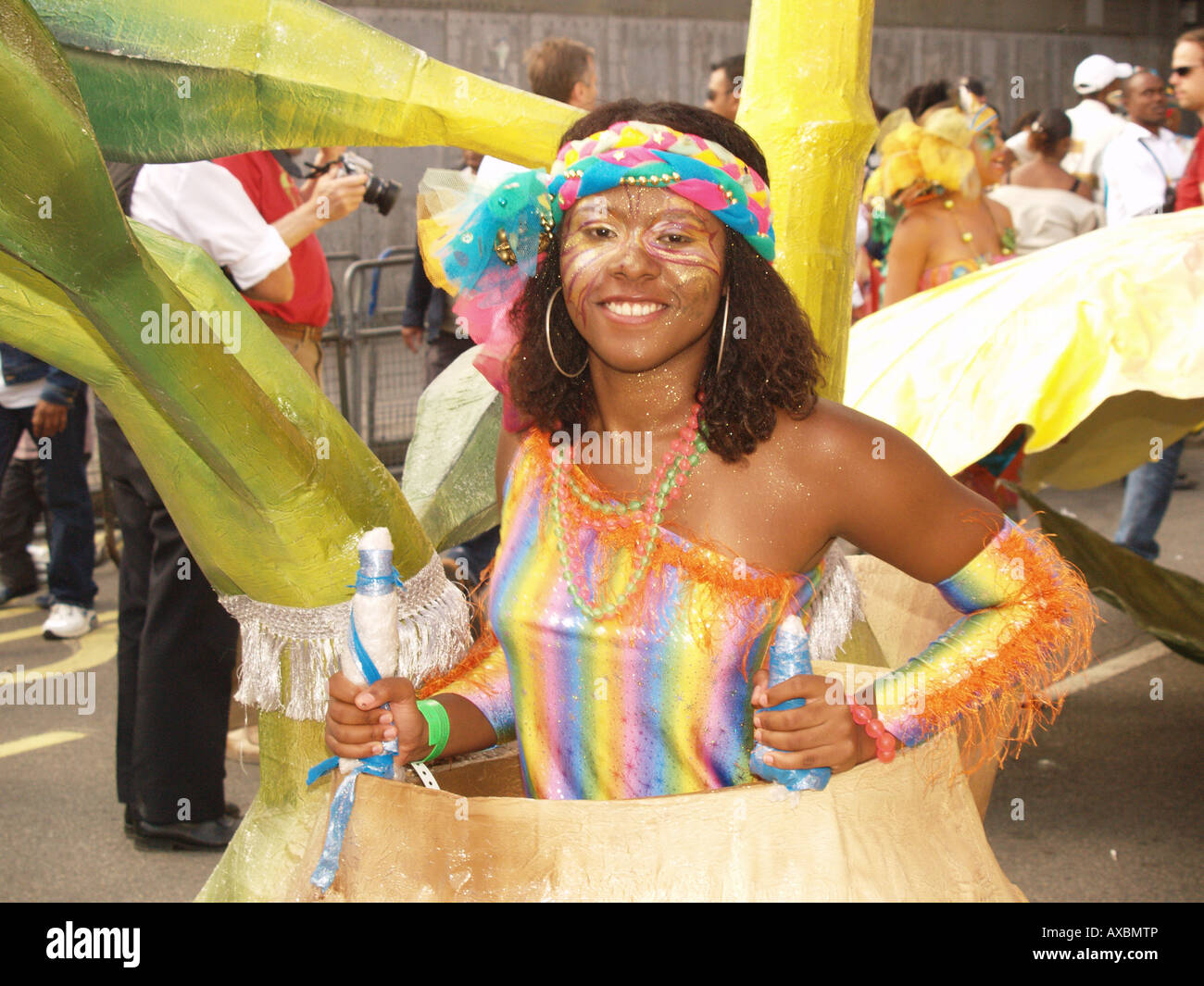female calypso dancer costume fruit looking twirl notting hill carnival