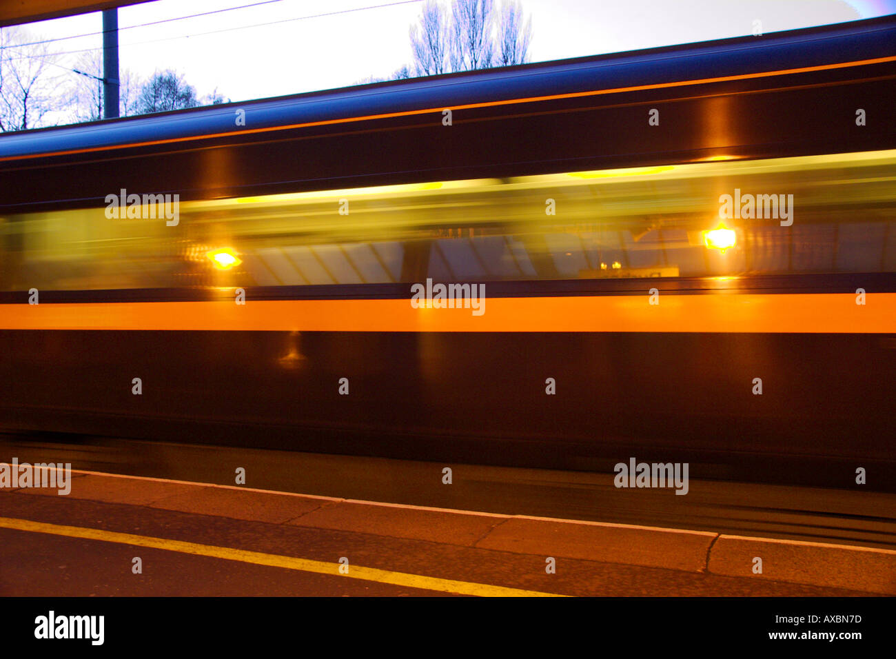 Speeding train Stock Photo
