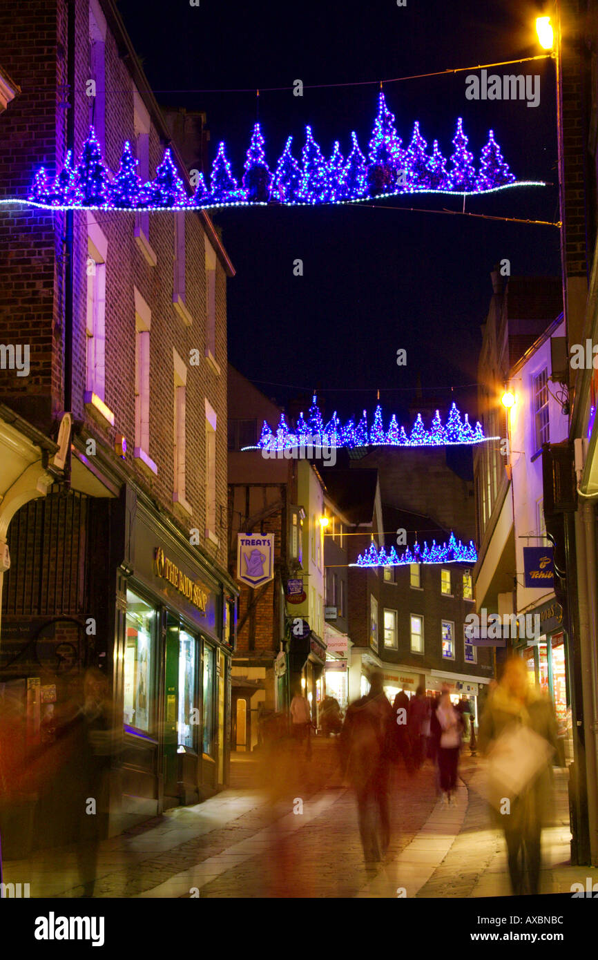 Christmas shopping and lights at night, Durham, UK Stock Photo Alamy