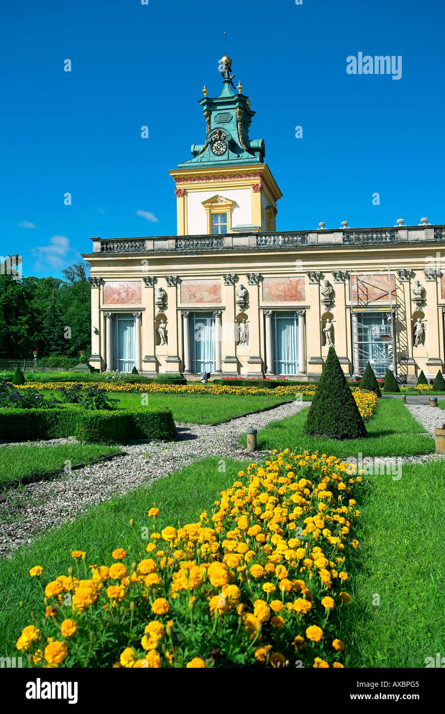 Royal Palace in Wilanow, view from garden side, Warsaw Poland Stock Photo