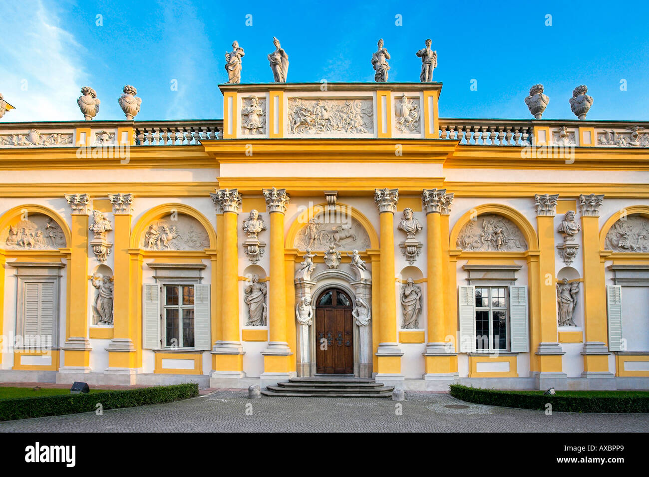 Royal Palace in Wilanow after renovation front side, Warsaw, Poland Stock Photo