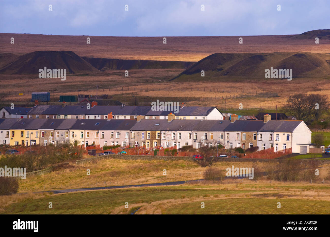 Victorian terrace of houses at Garn yr Erw former coal mining village