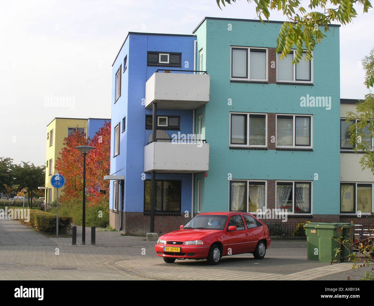 colourful apartment building in Almere Buiten the Netherlands Stock