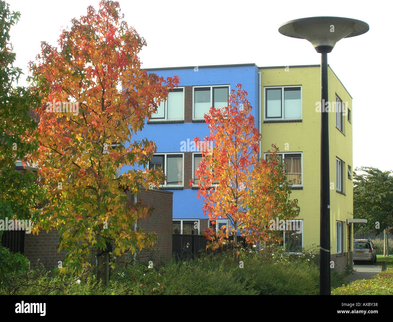 colourful apartment building in Almere Buiten the Netherlands Stock