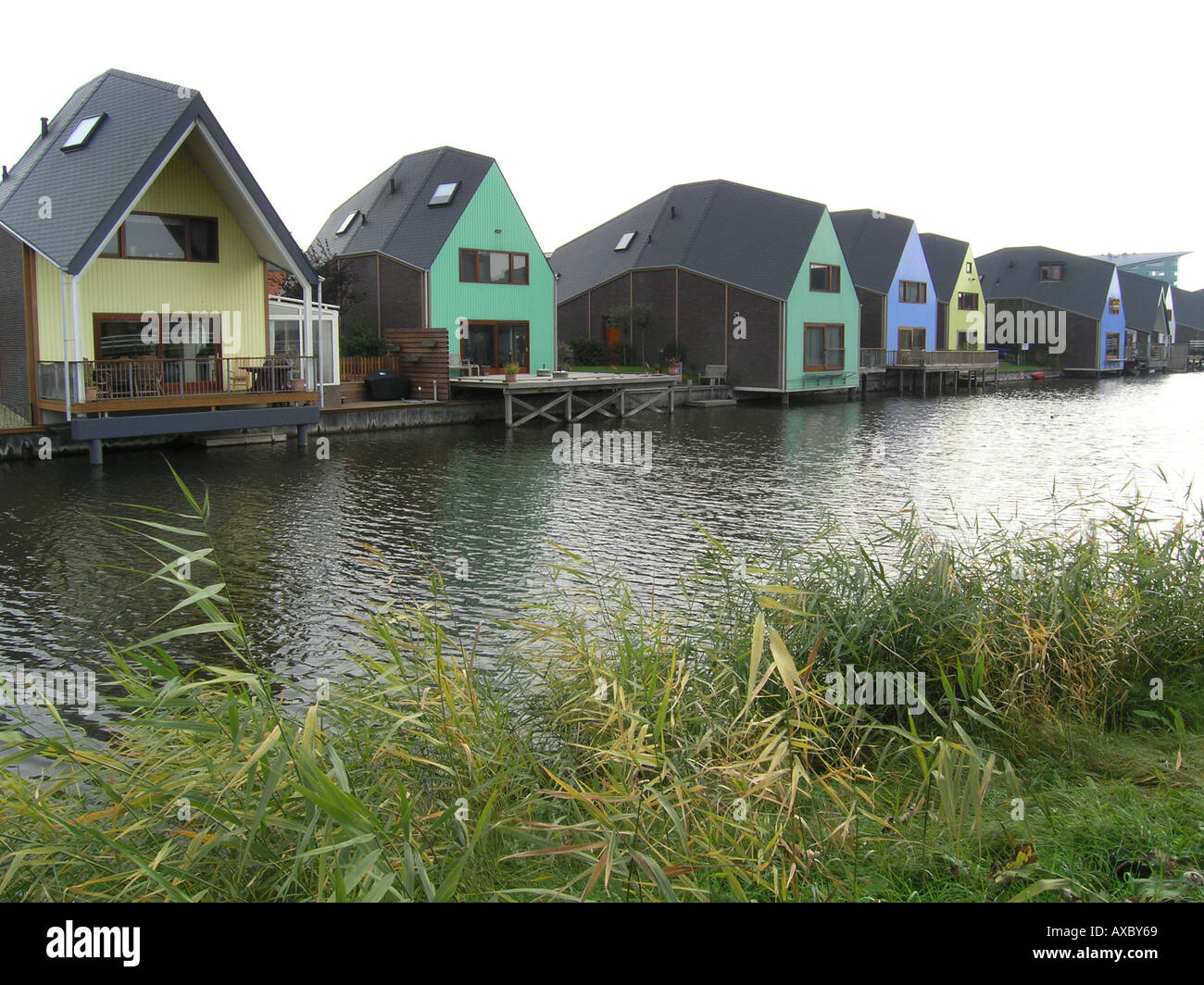 residential homes by the wasterside in Almere Buiten Netherlands Stock