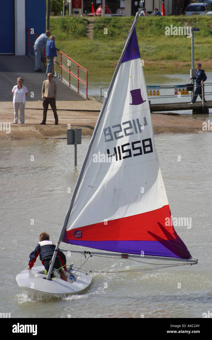 full sail raised hull boat sailor turning sailing river rother rye east