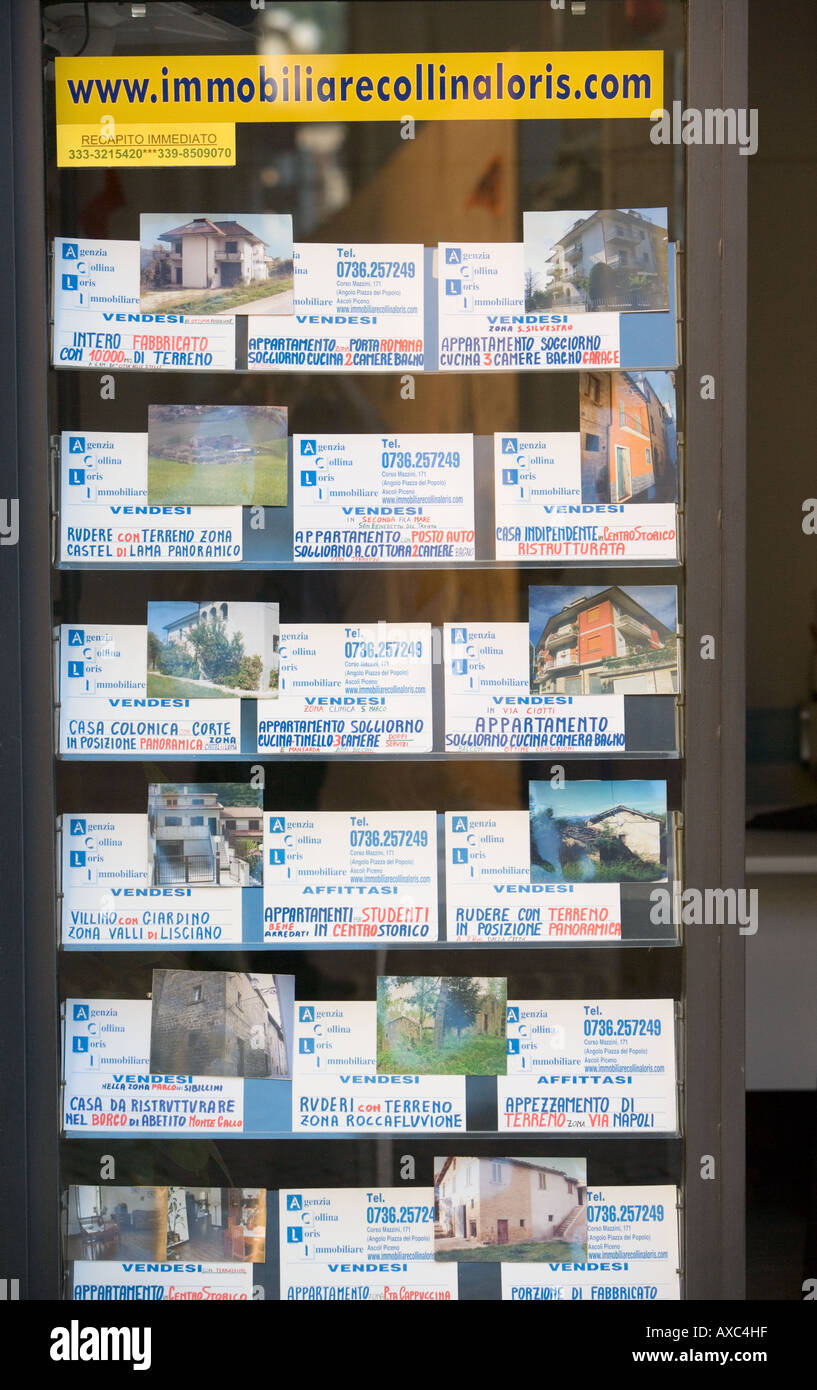 Estate Agent Real estate shop window in Ascoli Piceno Abruzzo Italy
