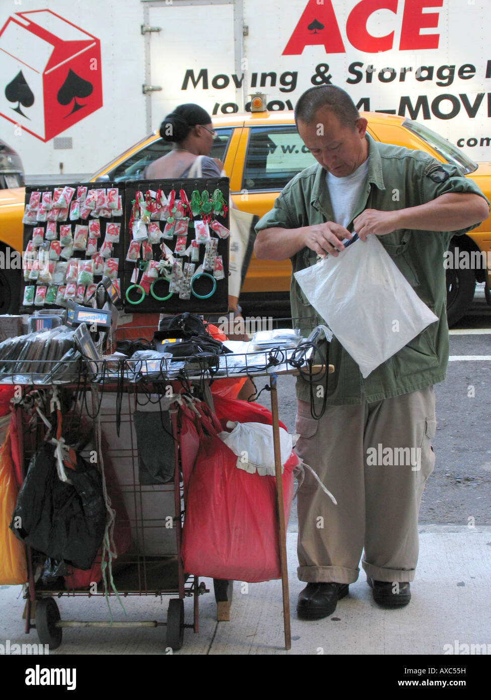 Street seller on Broadway, USA, Manhattan, New York Stock Photo