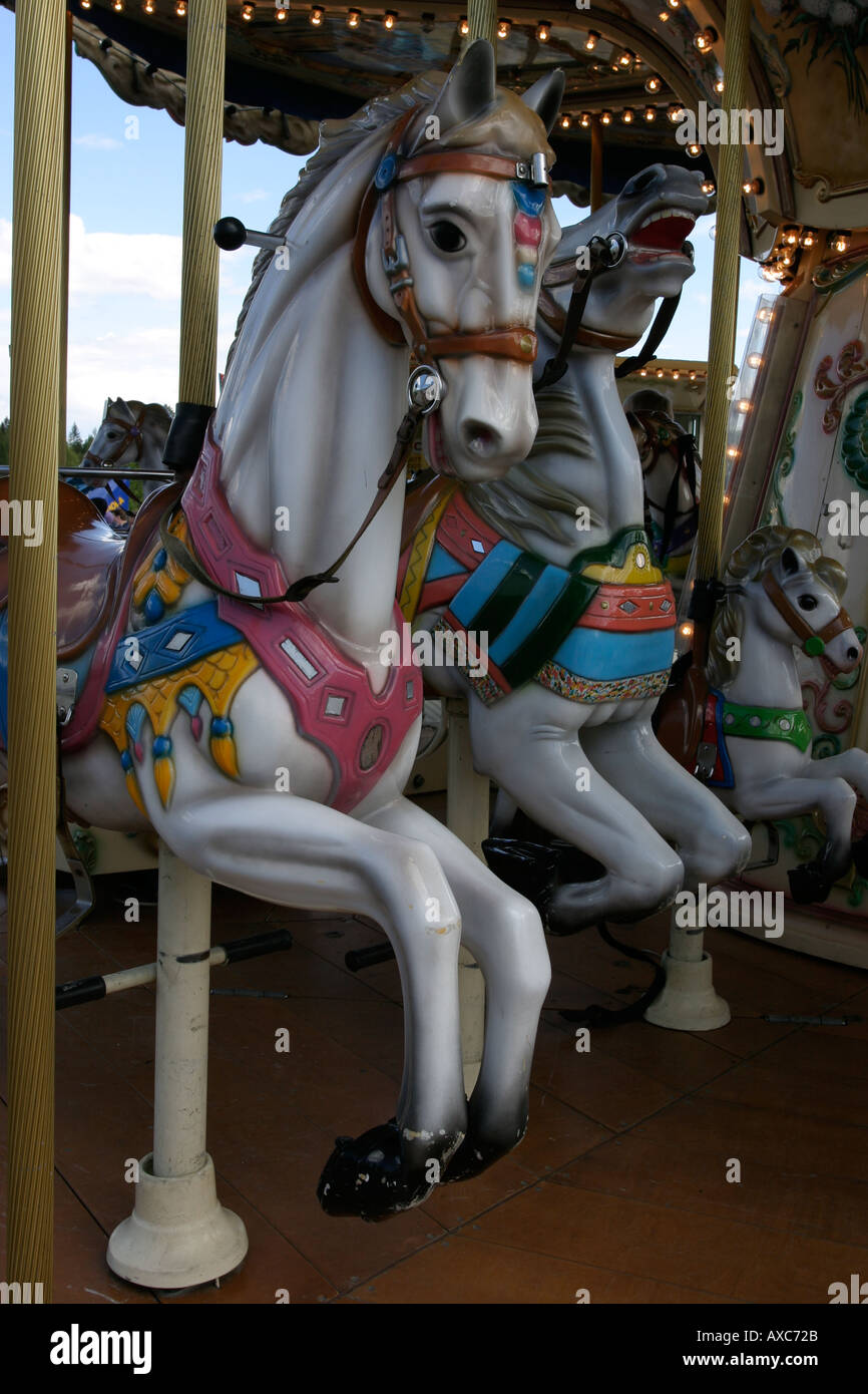 Carrousel Galloping Horse Stock Photo