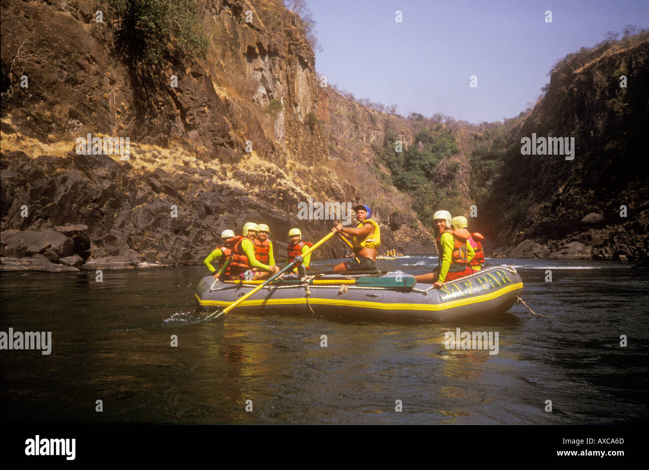 Whitewater rafting Zambezi River Zimbabwe Africa Stock Photo Alamy