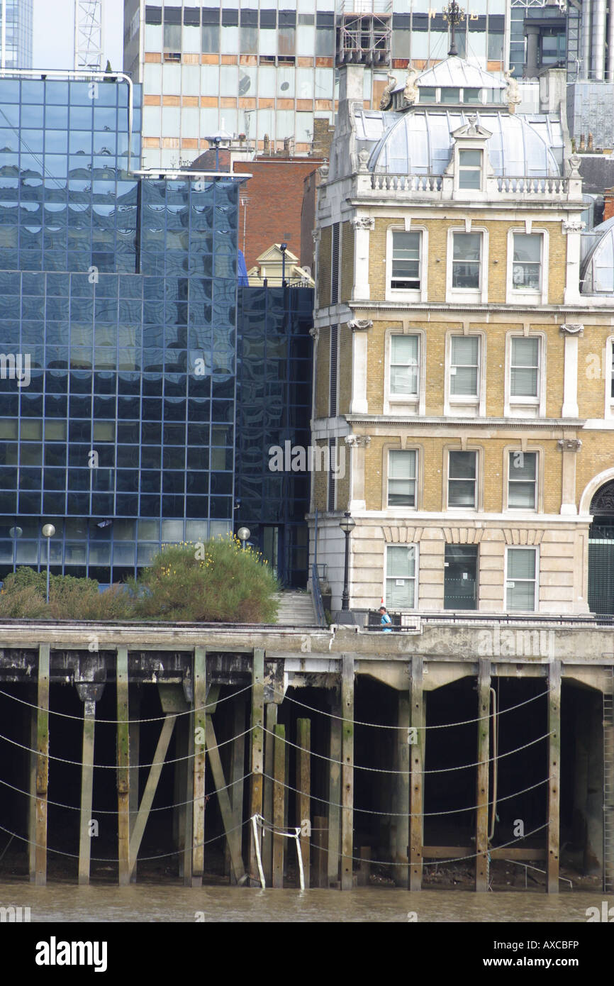 wharf wall thames river modern offices Stock Photo Alamy