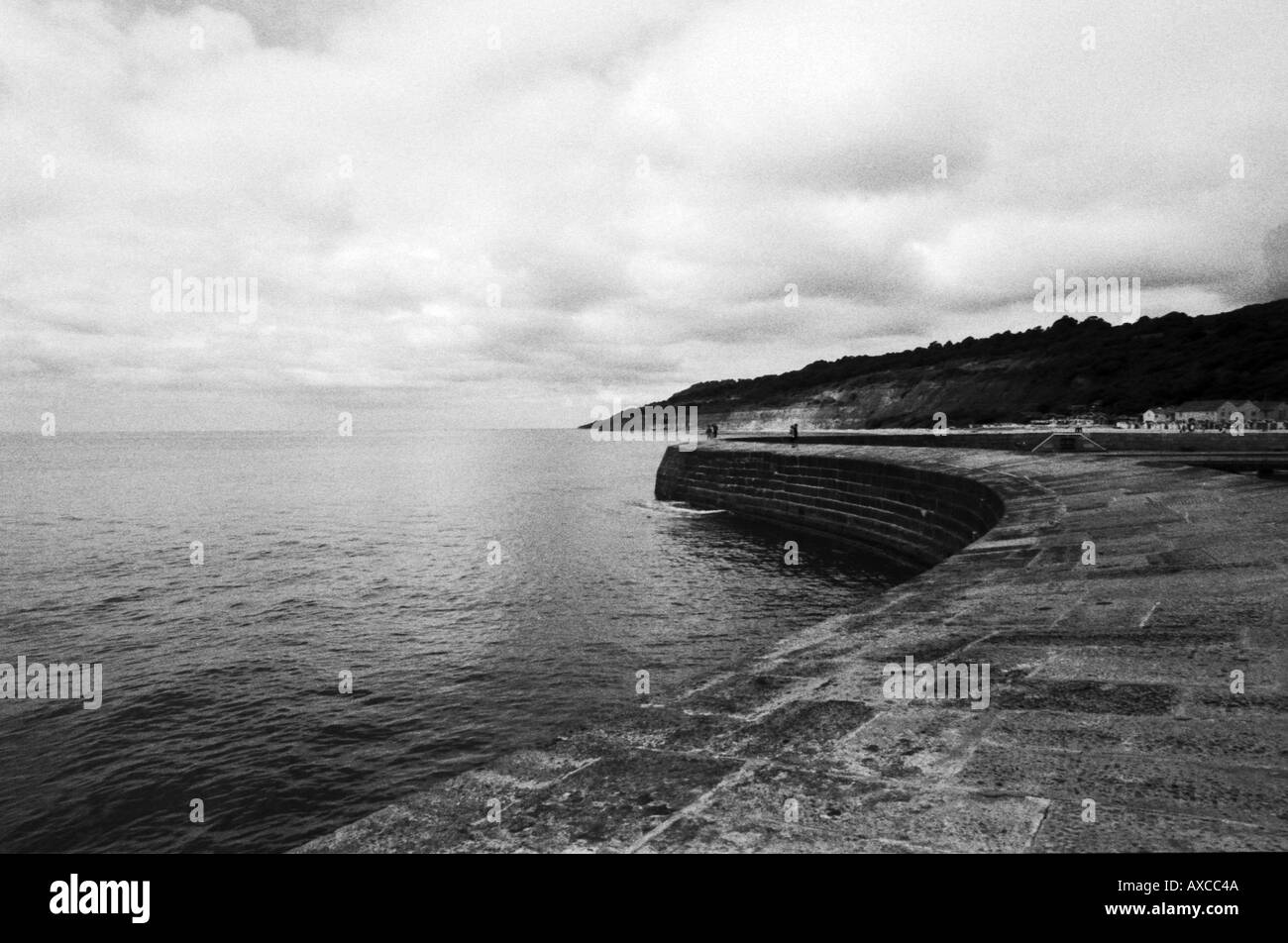 black and white image off the sea and its coastline Stock Photo - Alamy