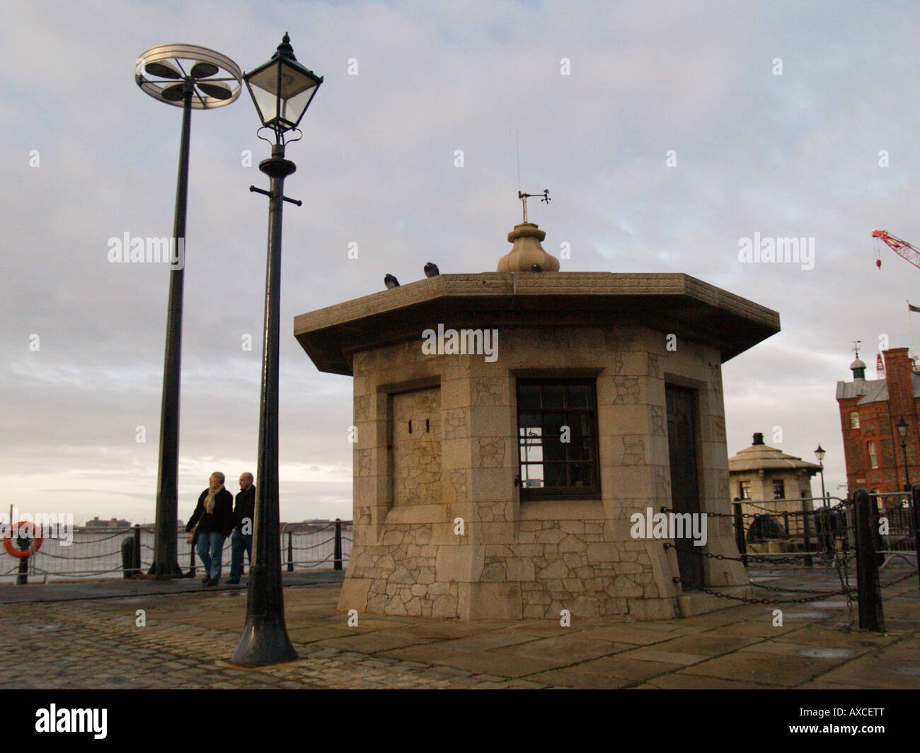victorian dock entry lookout point tide guage albert dock liverpool european city of culture 2008 Stock Photo