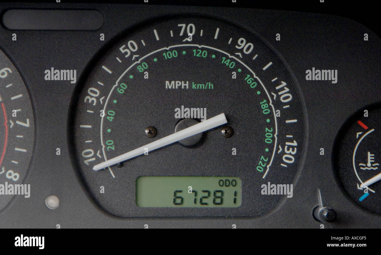 Car dashboard with mileage clock hires stock photography and images