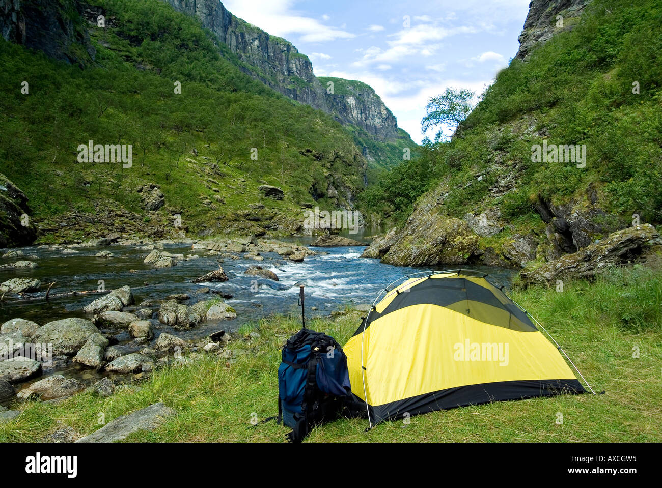 Camping in Aurlandsdalen. Norway Stock Photo 9601172 Alamy
