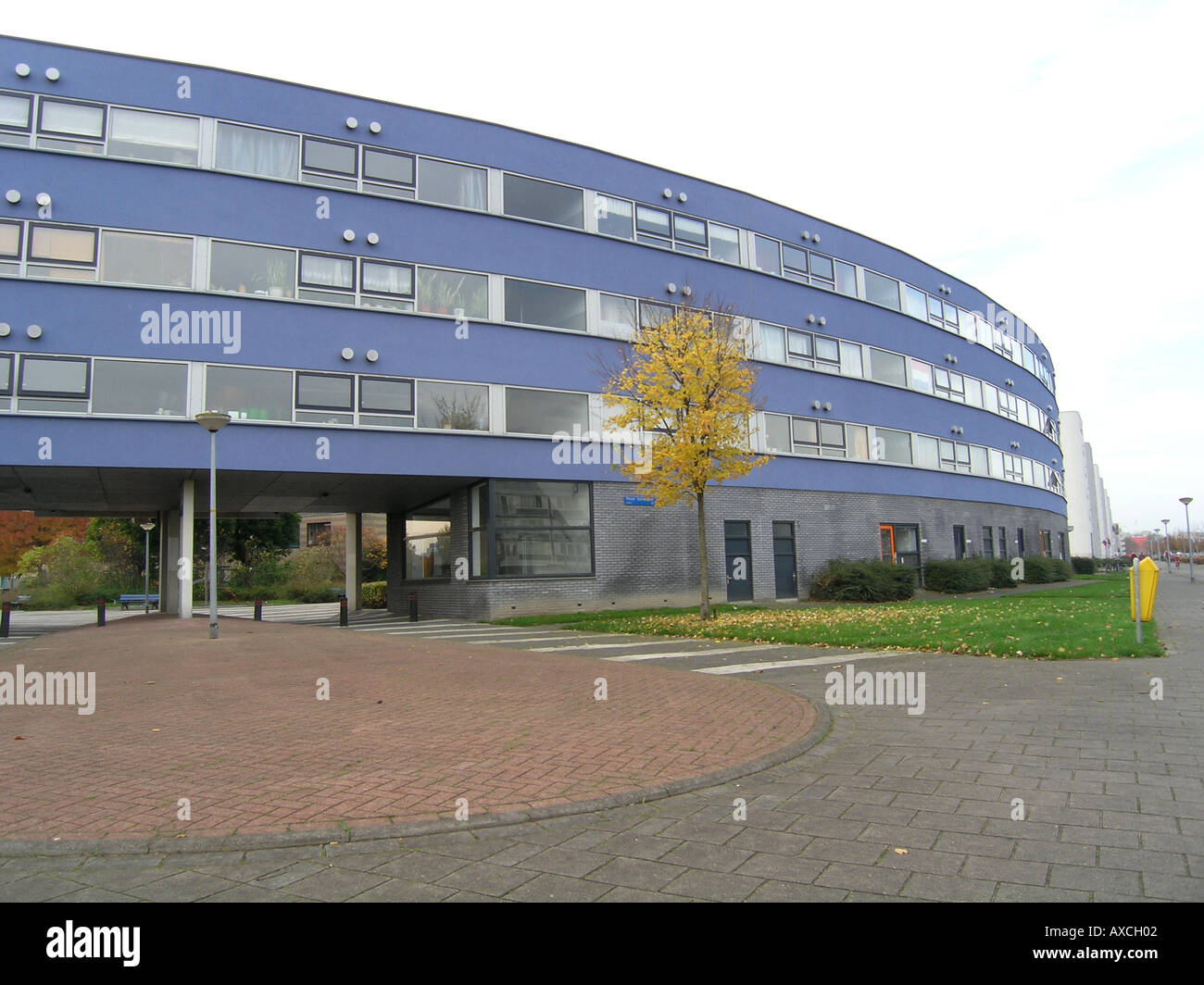 blue apartment building Almere Netherlands Stock Photo Alamy