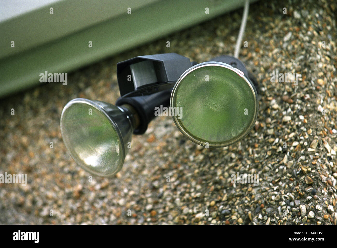 SECURITY LIGHTS ON A SUBURBAN HOUSE IN BRISTOL UK Stock Photo