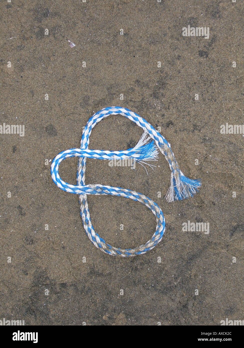 Washed Up Rope blue safety rope washed up on beach Stock Photo - Alamy