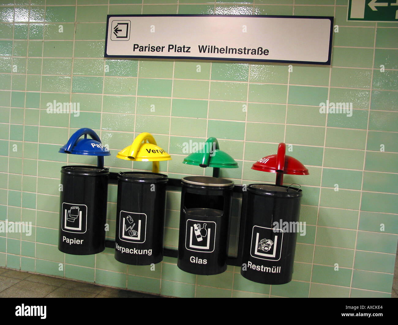 recycling bins Pariser Platz Wilhelmstrasse Berlin Germany Stock Photo