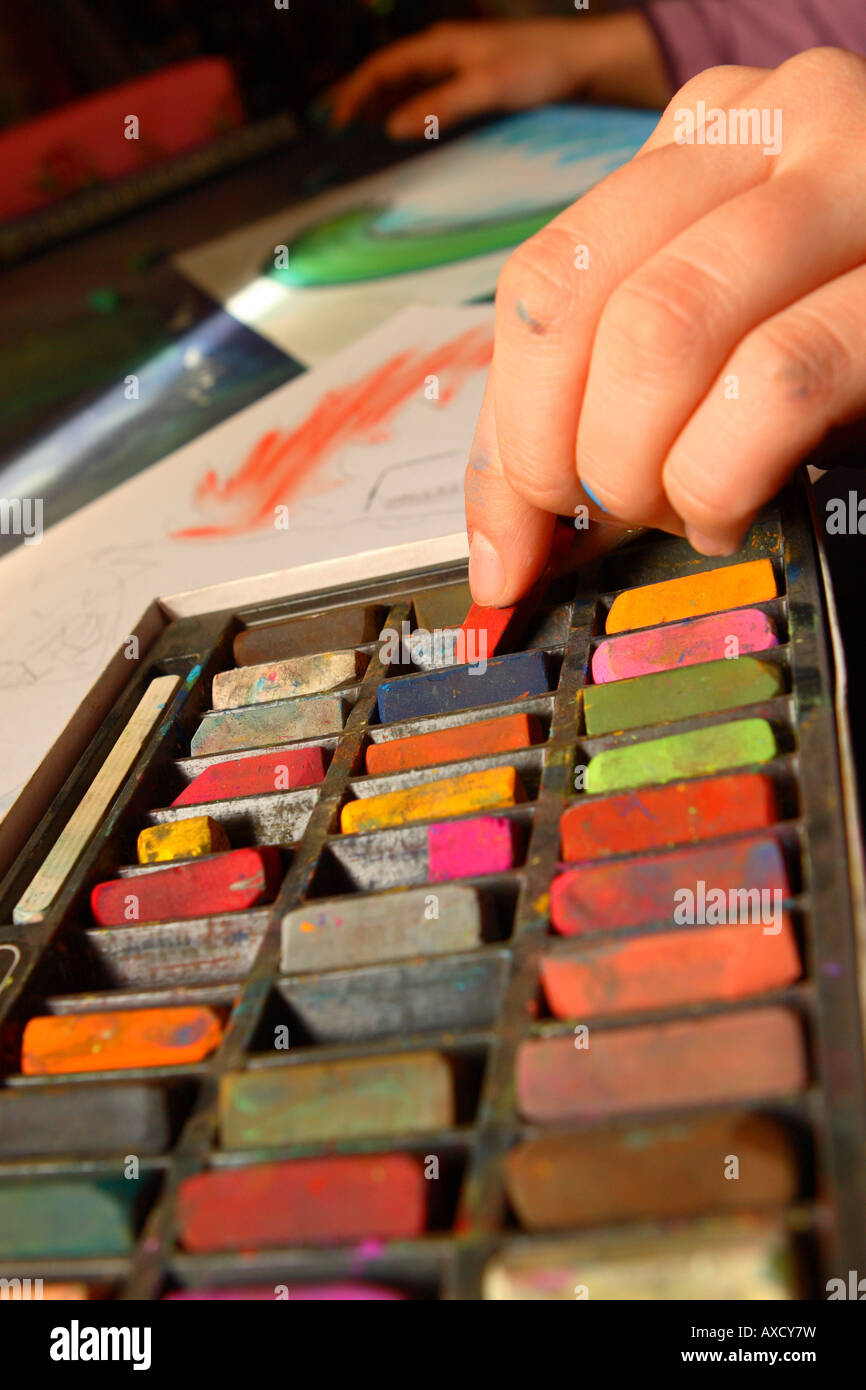 Pastel crayon drawing art colour Stock Photo Alamy